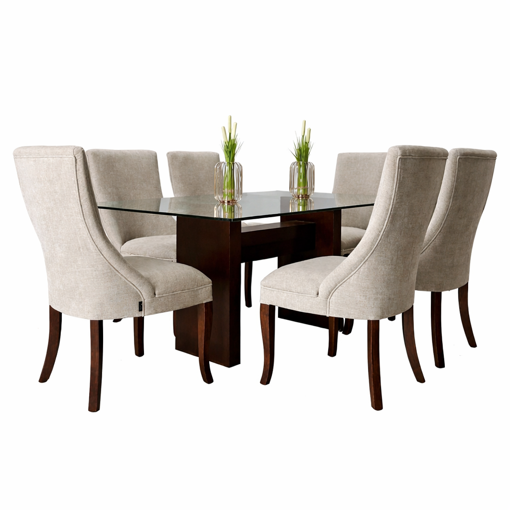 Comedor Milán | Mesa Moderna con 6 Sillas Tapizadas