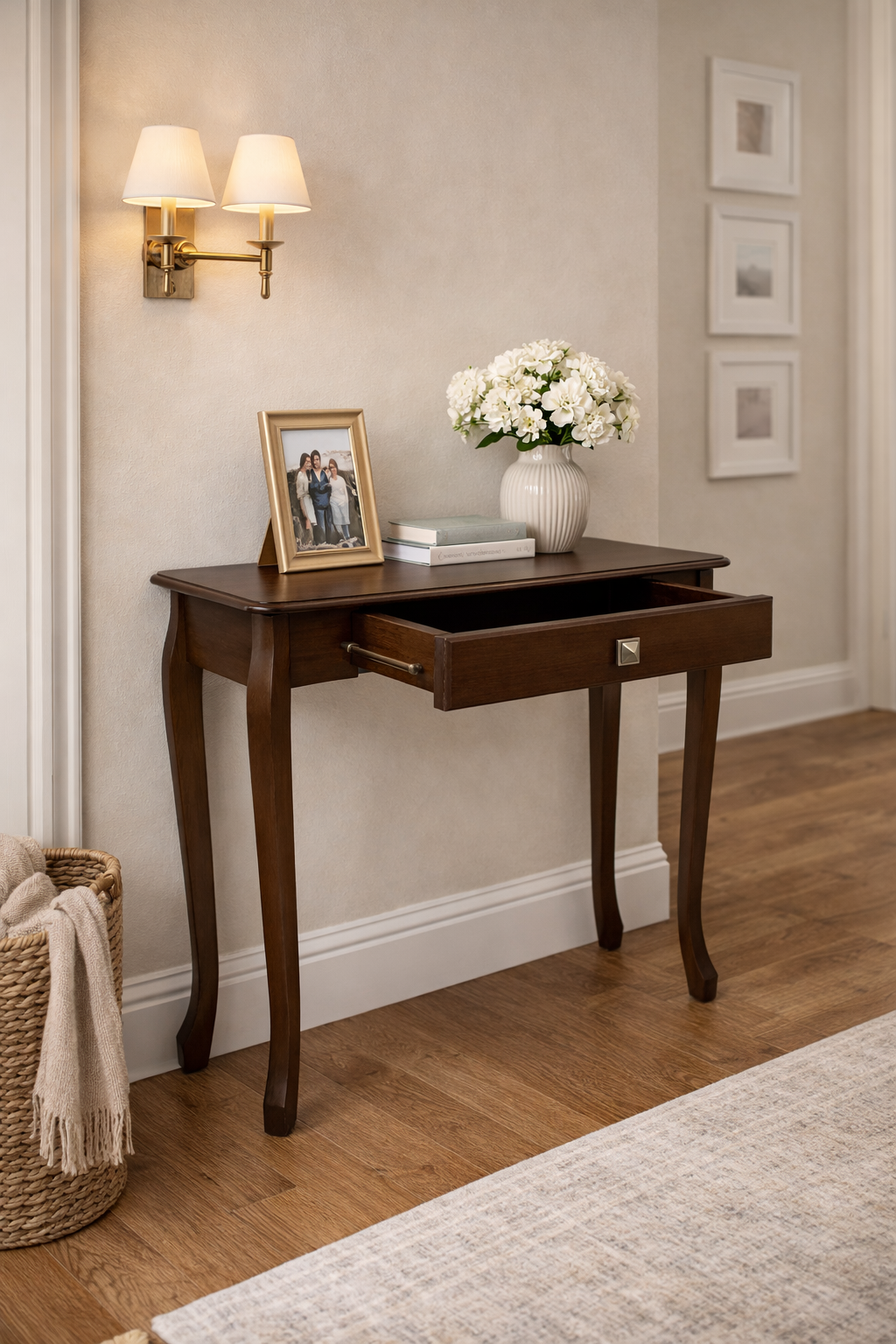 Consoleta Provenzal de Madera | Mesa Decorativa con Cajón para Entrada