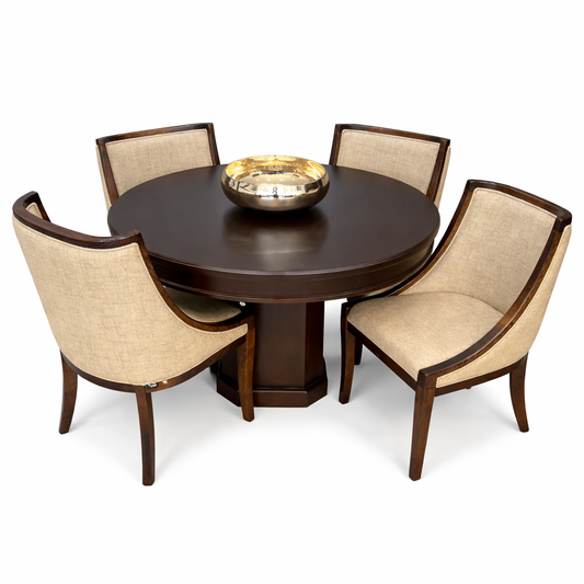 Comedor Italia | Mesa Redonda con 4 Sillas Elegantes para Comedor