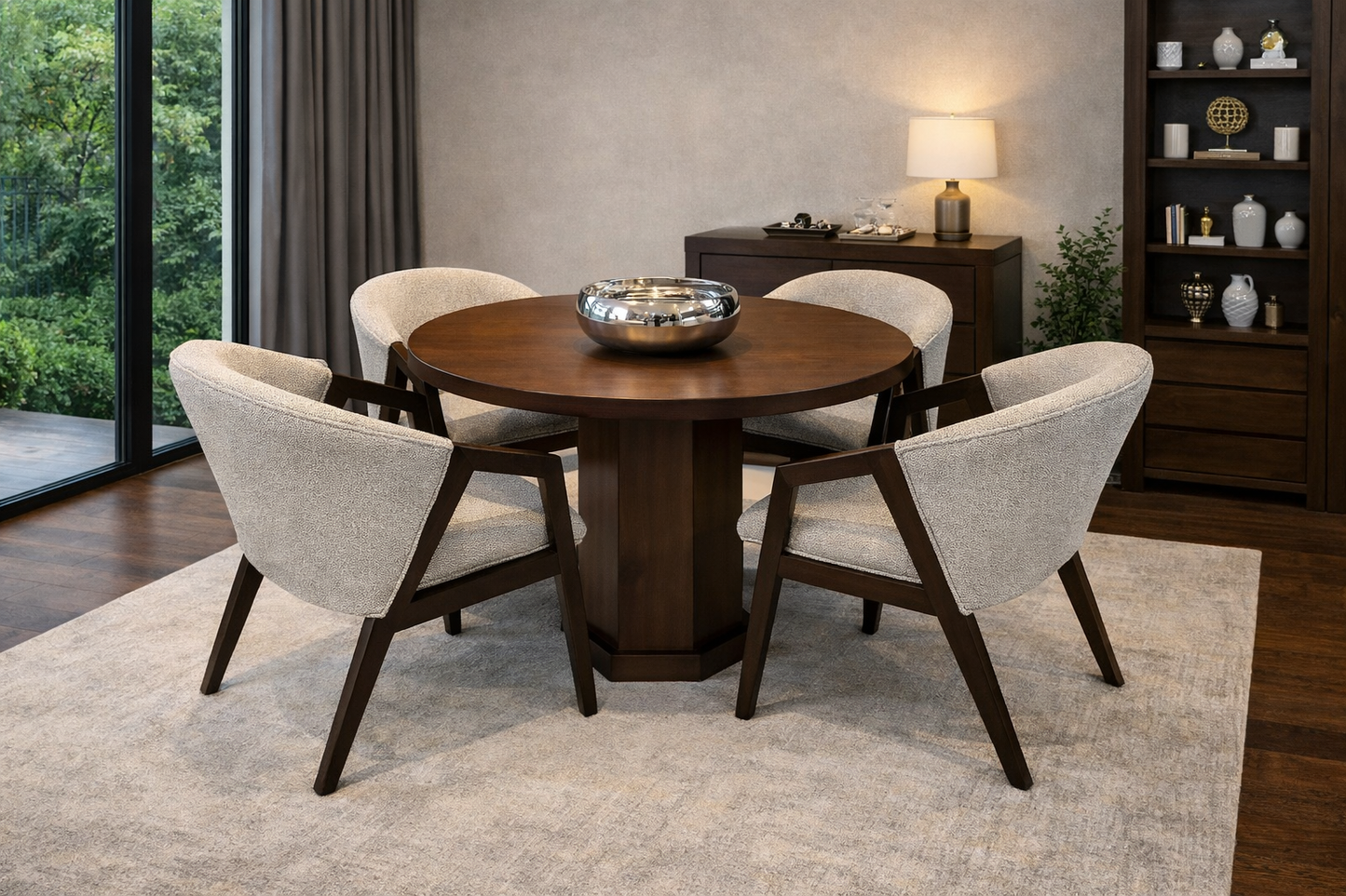 Comedor Mónaco | Mesa Redonda con 4 Sillas para Sala o Comedor
