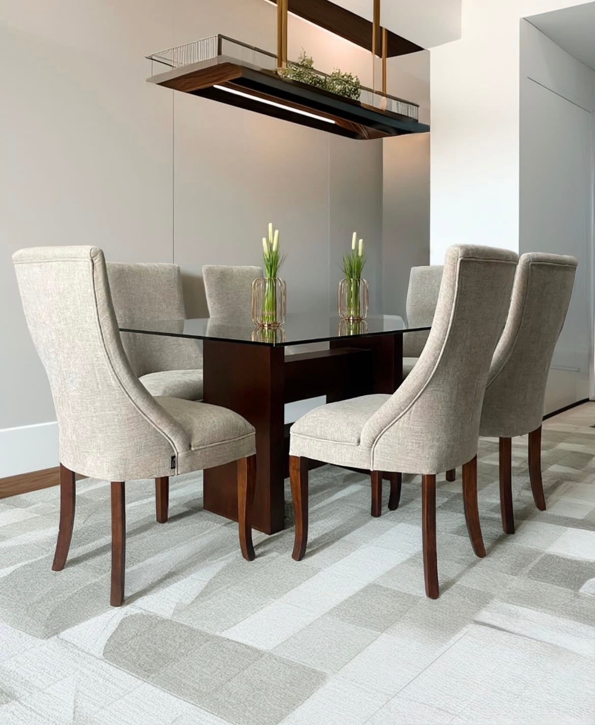 Comedor Milán | Mesa Moderna con 6 Sillas Tapizadas