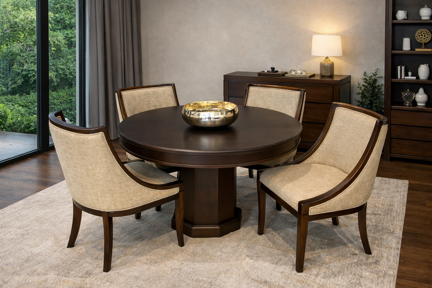 Comedor Italia | Mesa Redonda con 4 Sillas Elegantes para Comedor
